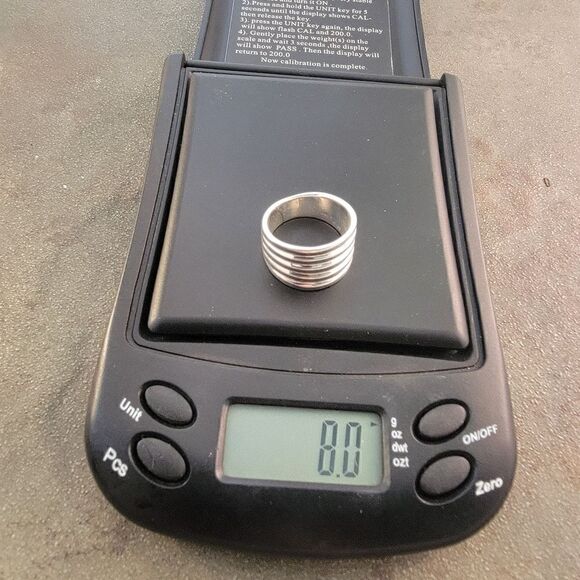 Sterling Extra Wide Contemporary Five Groove Ring Band - Picture 9 of 10